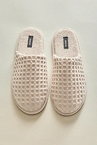 WAFFLE-KNIT SLIPPERS