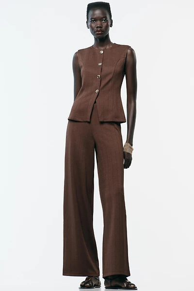 TWILL WIDE LEG PANTS