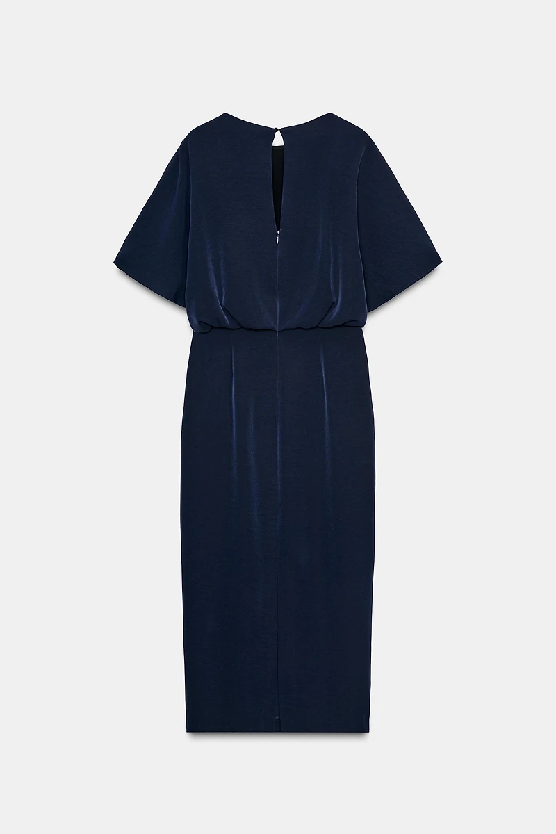 PIN TUCK DROP SLEEVE MIDI DRESS