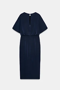 PIN TUCK DROP SLEEVE MIDI DRESS