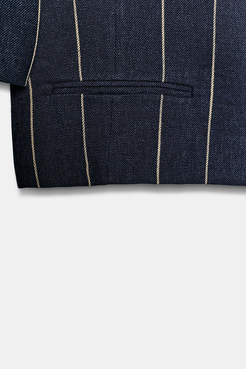 STRIPED LINEN BLEND JACKET ZW COLLECTION