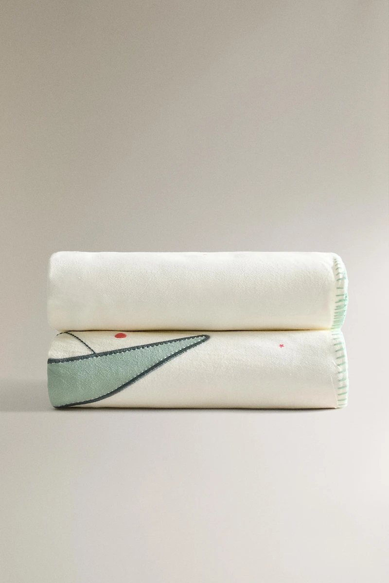 CHILDREN'S COTTON BLANKET WITH SPACE APPLIQUÉ
