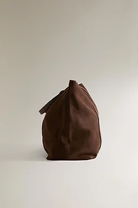SUEDE LEATHER TOTE BAG