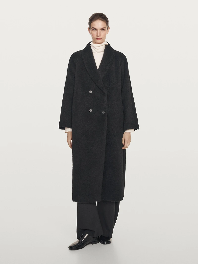 Long alpaca and wool coat