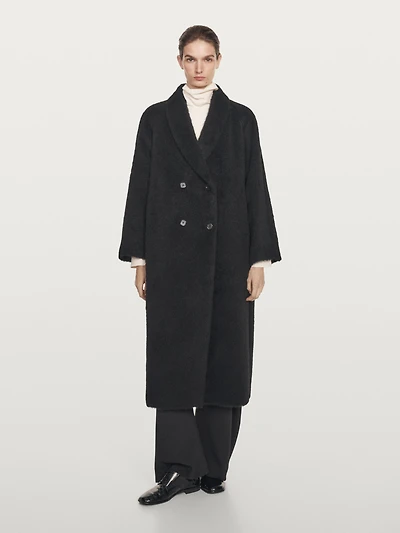 Long alpaca and wool coat