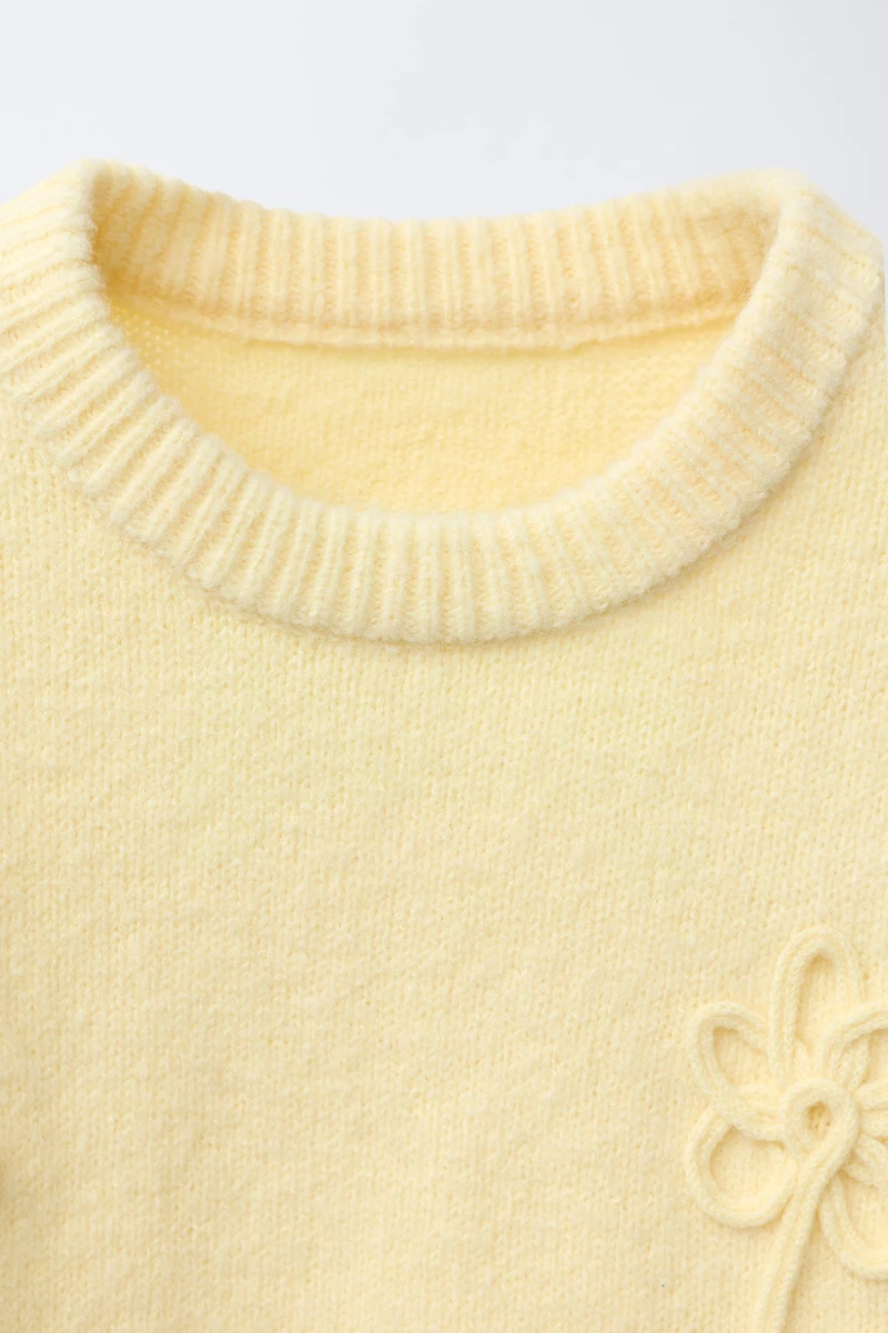 CORDED FLORAL KNIT SWEATER