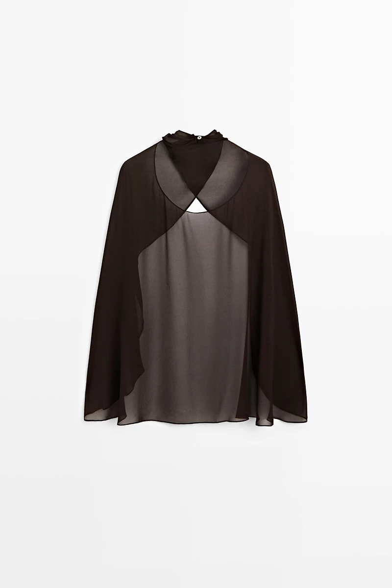 100% mulberry silk crossover cape