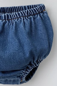 DENIM RUFFLE PINAFORE SET