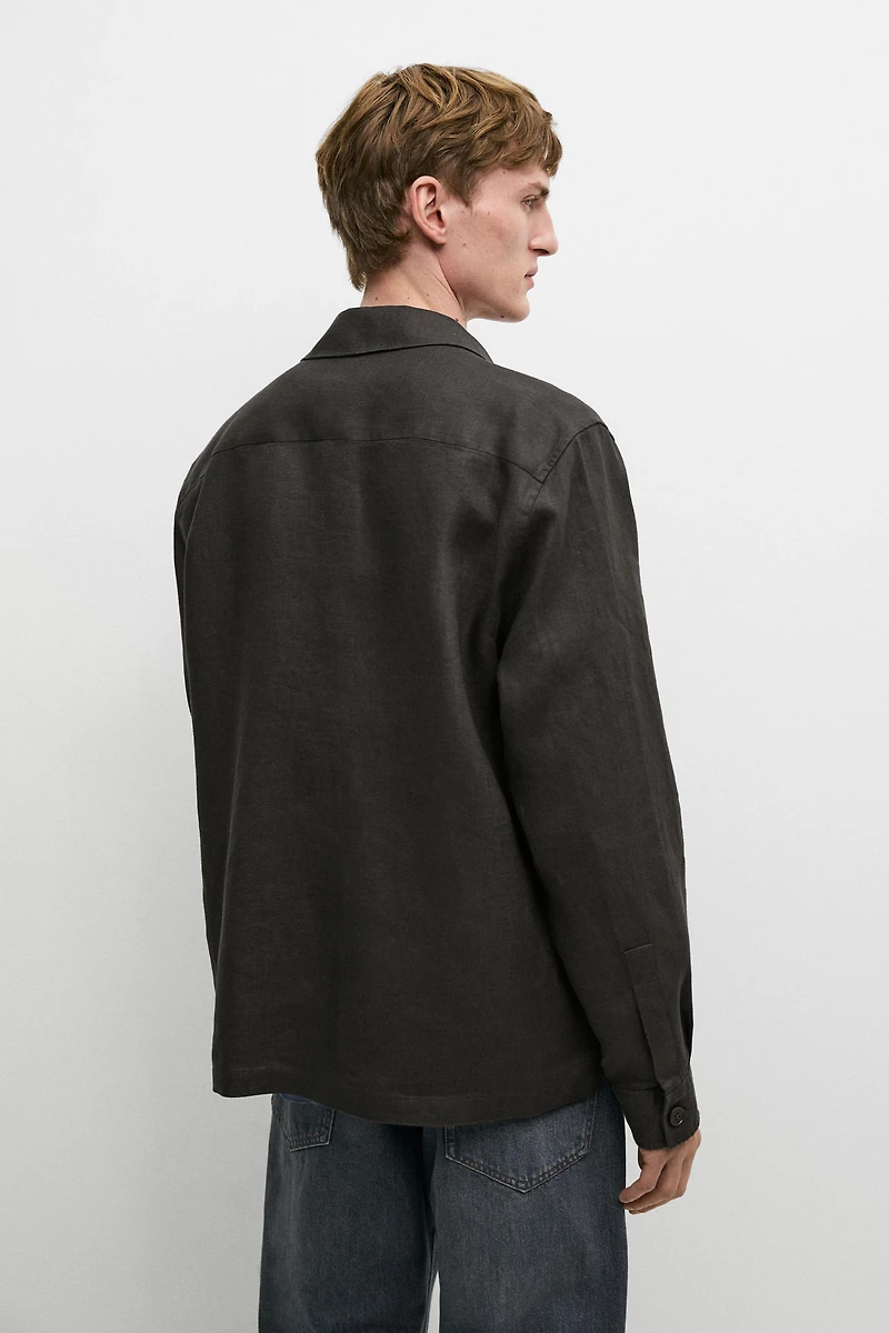Total look linen overshirt with pockets