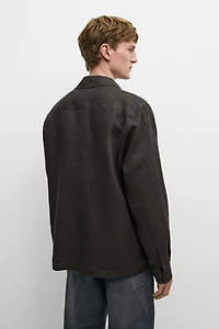 Total look linen overshirt with pockets