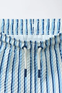 6-14 YEARS/ STRIPED SEERSUCKER SWIM SHORTS