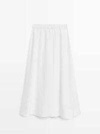 Flowing midi skirt with elastic detail