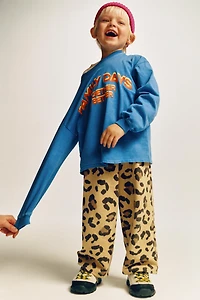 ANIMAL PRINT PLUSH STRAIGHT PANTS