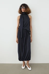 Draped balloon midi skirt