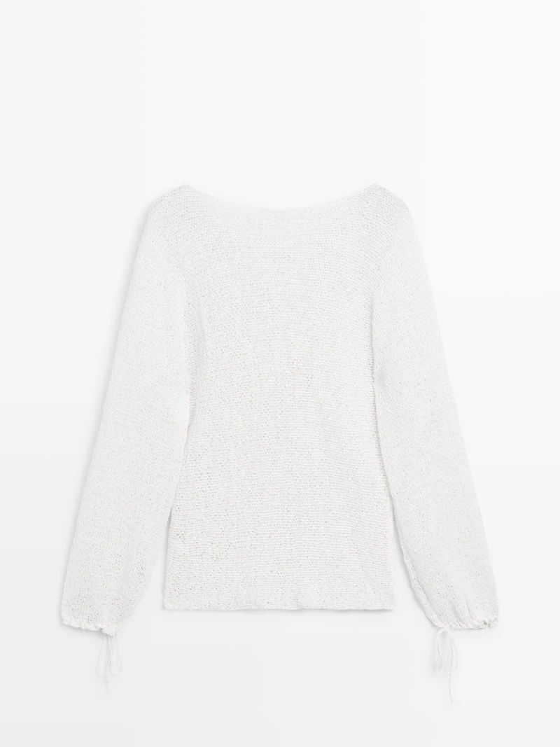 Balloon sleeve sweater with bows