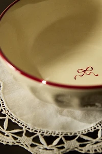 SCALLOPED STONEWARE CHRISTMAS BOWL