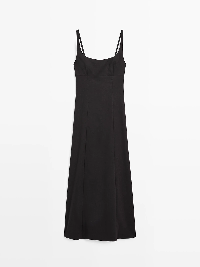 Strappy linen midi dress