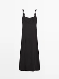 Strappy linen midi dress