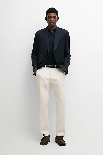 Cotton blend slim fit pants