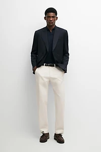Cotton blend slim fit pants