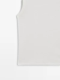 Sleeveless linen blend T-shirt