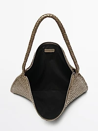 Mid-sized braided leather shoulder bag
