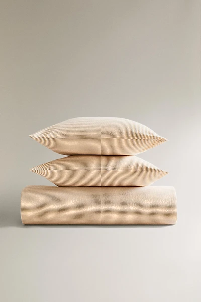 COTTON SEERSUCKER CHECK DUVET COVER