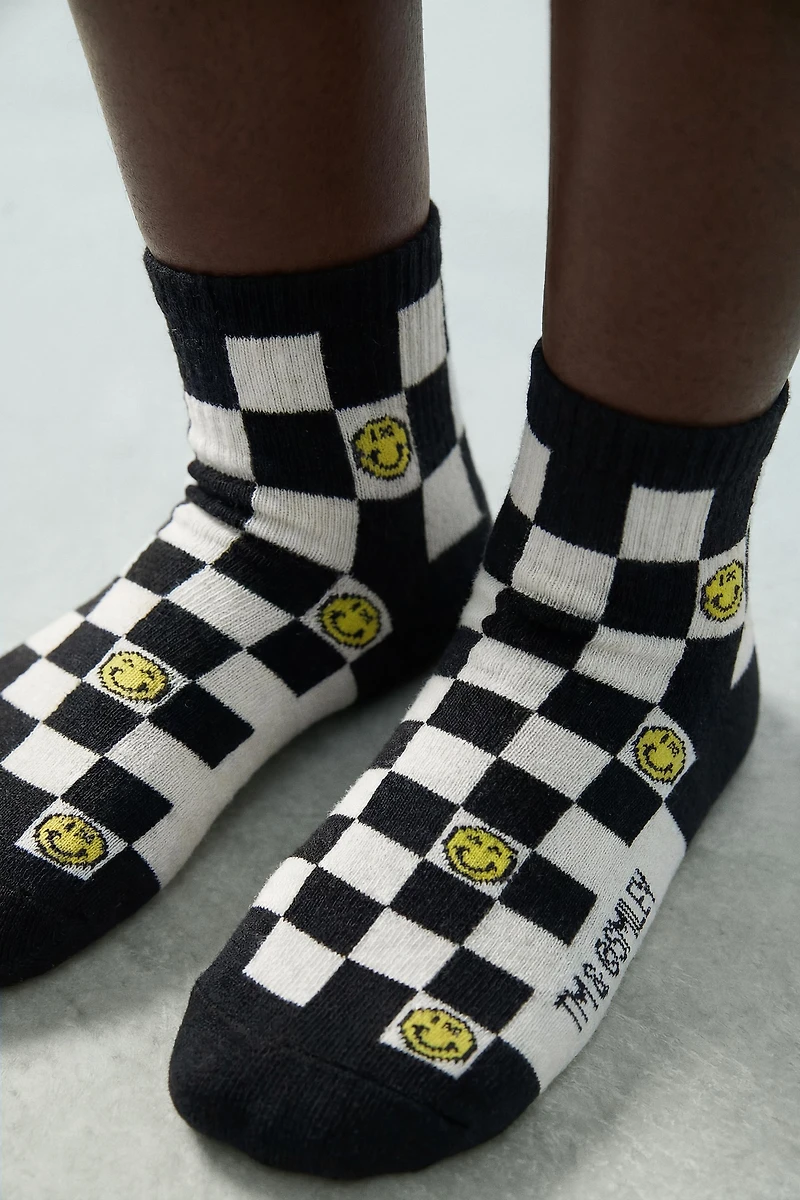 SMILEYWORLD® CHECKERBOARD ANKLE SOCKS TWO-PACK