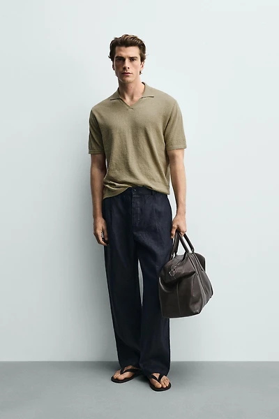 POLO EN MAILLE REGULAR FIT COTON ET LIN