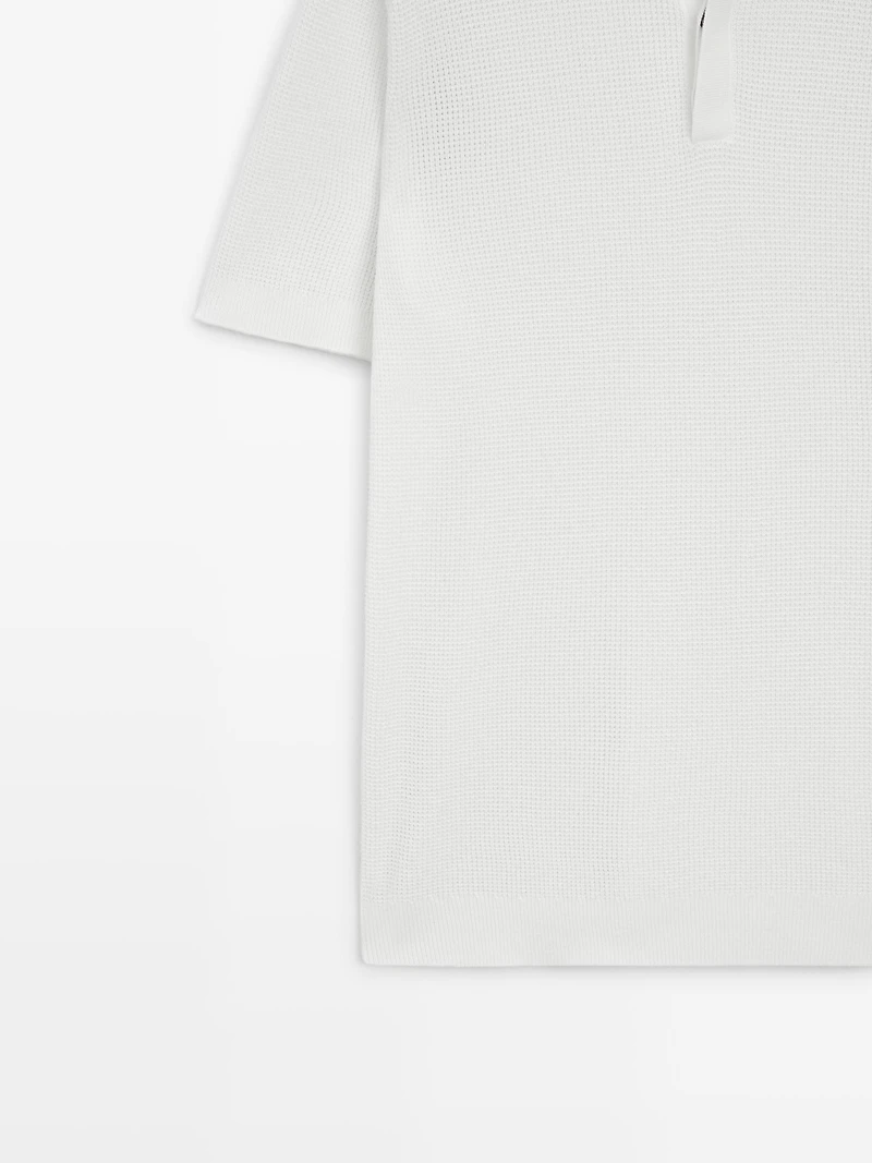 Polo en maille texturée de coton
