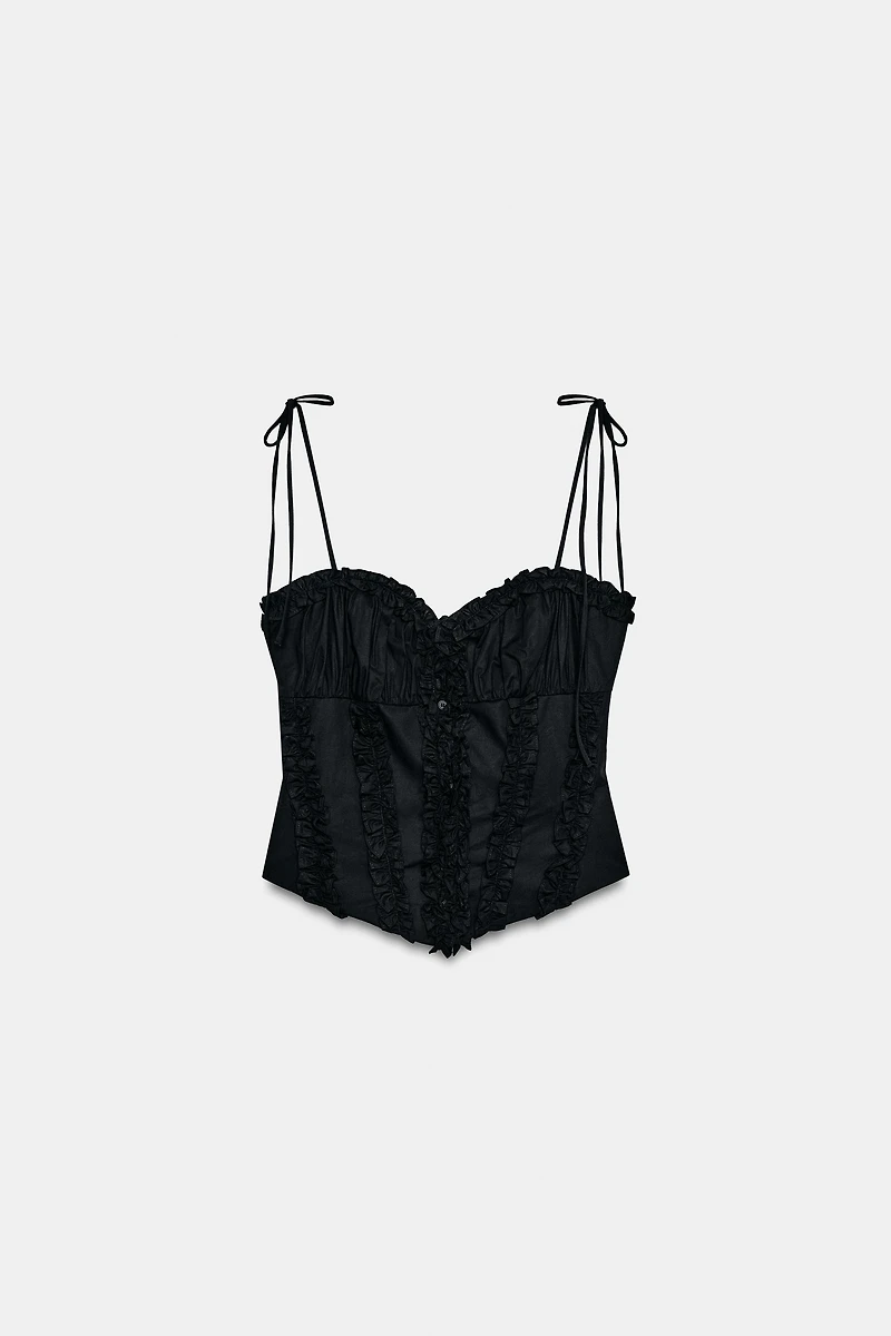 POLKA DOT RUFFLED POPLIN TOP