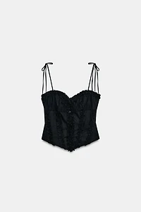 POLKA DOT RUFFLED POPLIN TOP