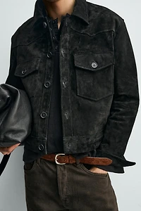 SUEDE LEATHER CROPPED FIT JACKET