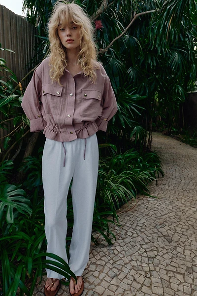 CROPPED ROLLED-SLEEVE JACKET