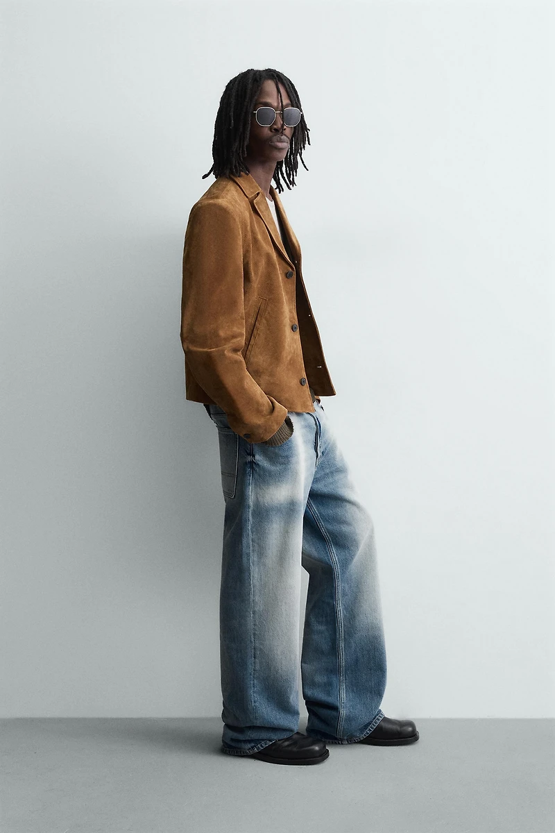 BLOUSON EN CUIR CROÛTE DE