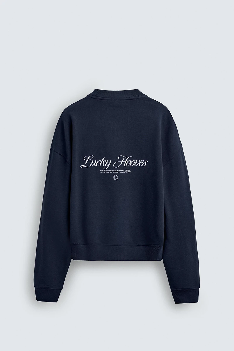 HORSE PRINT CREWNECK SWEATSHIRT