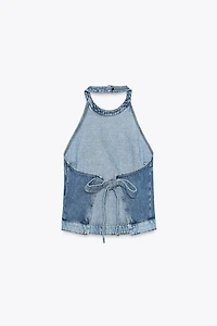 Z1975 COMBINED DENIM HALTER TOP