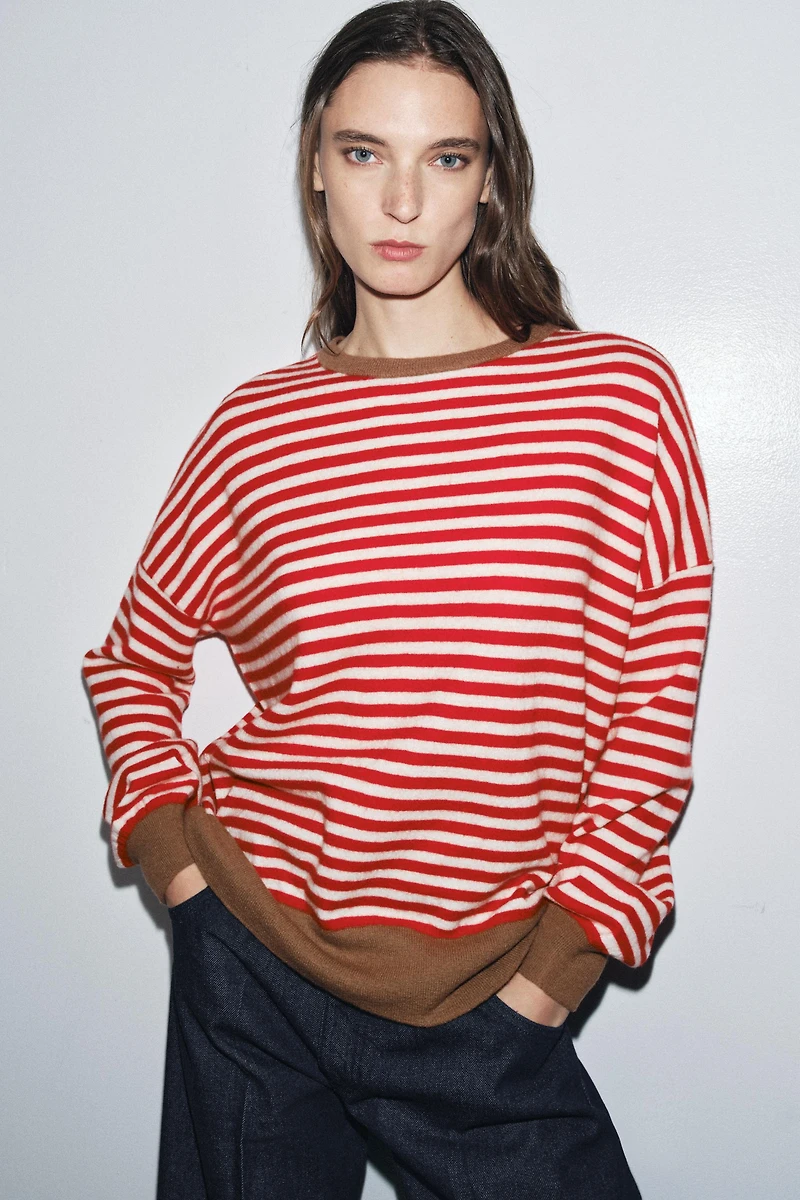 PULL 100 % LAINE À RAYURES