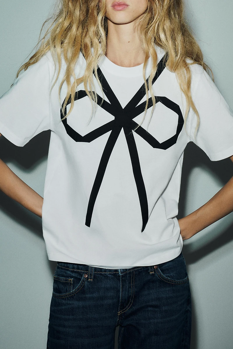 CONTRAST BOW T-SHIRT