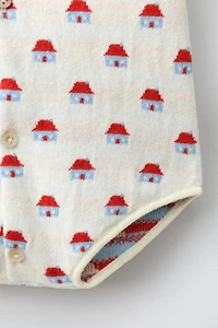 LITTLE HOUSES JACQUARD KNIT ROMPER