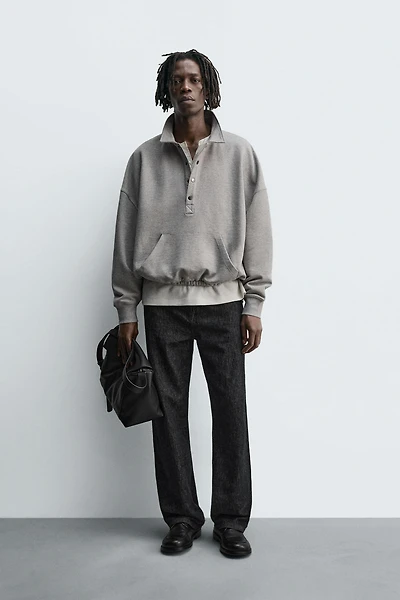 BOXY FIT POLO SWEATSHIRT