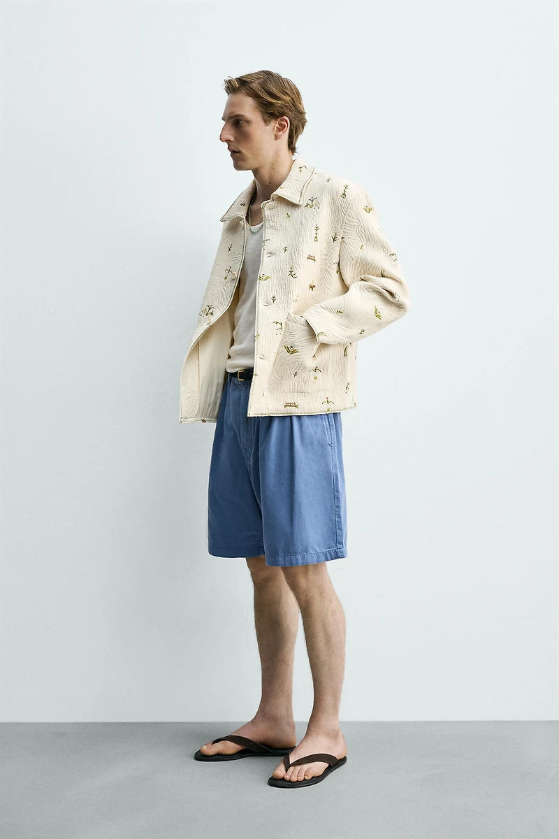 FLORAL EMBROIDERED JACQUARD JACKET