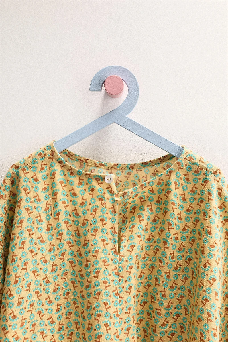 ZARA TIMELESS - OVERSIZED LINEN FLORAL TOP