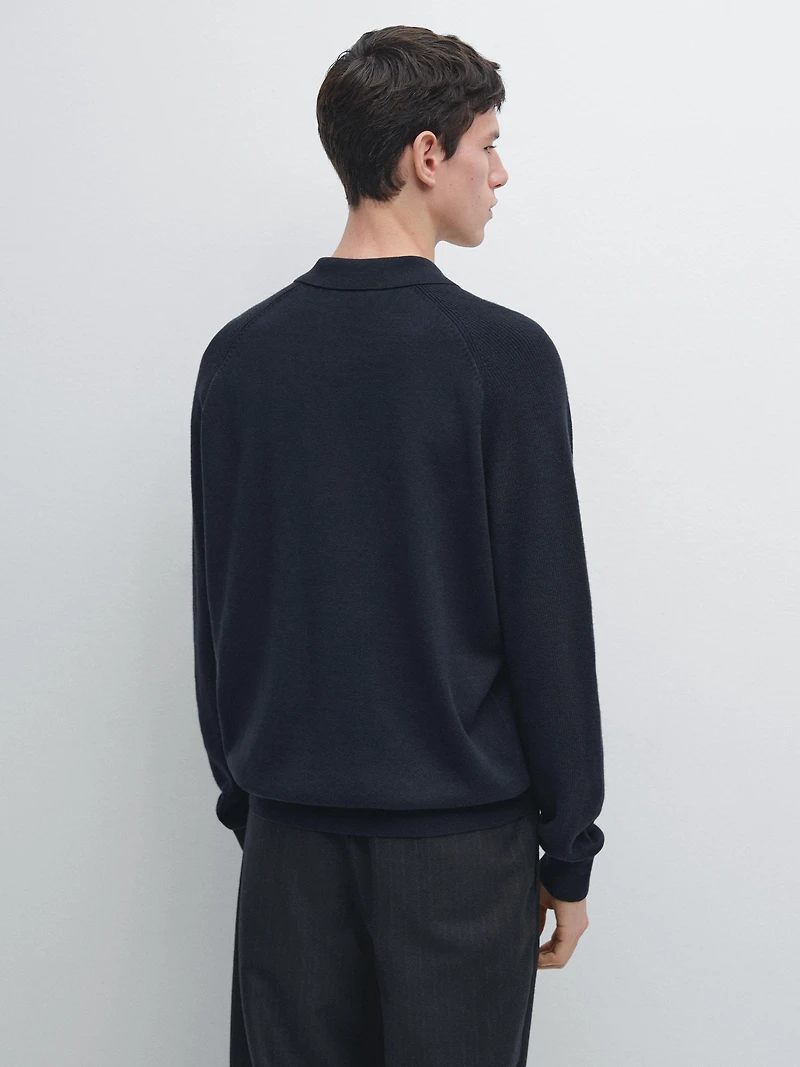 Pull polo en maille de coton mélang