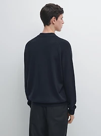 Pull polo en maille de coton mélang