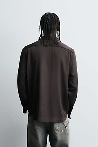 CONTRAST PIPING SATIN EFFECT SHIRT