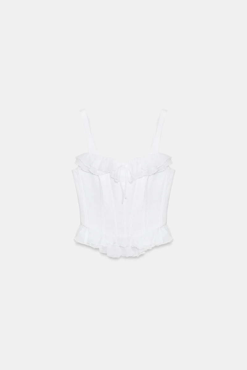 TOP BUSTIER À VOLANTS