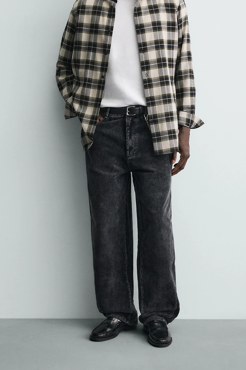 BAGGY FIT CORDUROY PANTS WITH TWISTED SEAMS