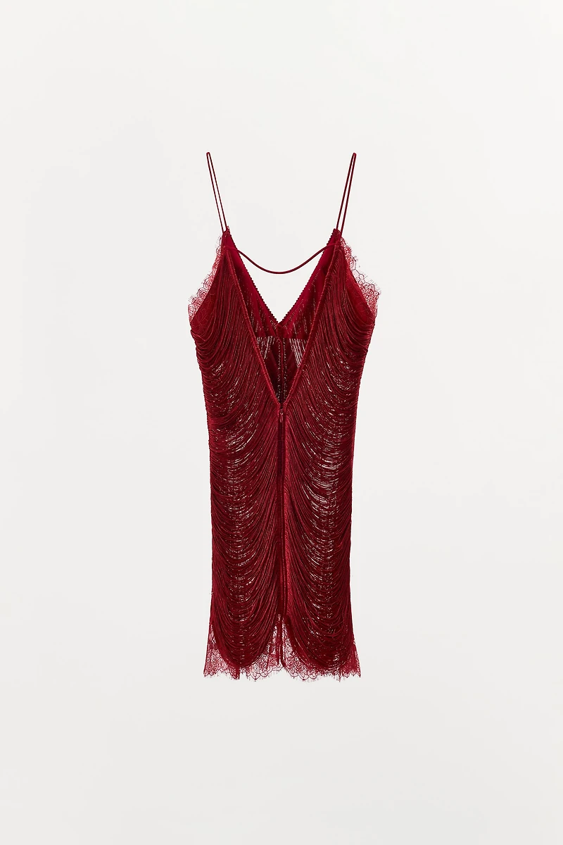 SHORT LACE FRINGE DRESS