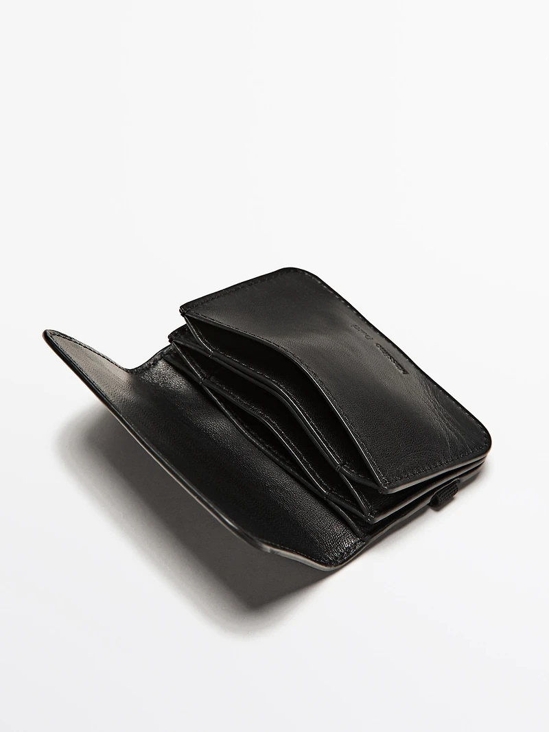 Nappa leather card holder with flap